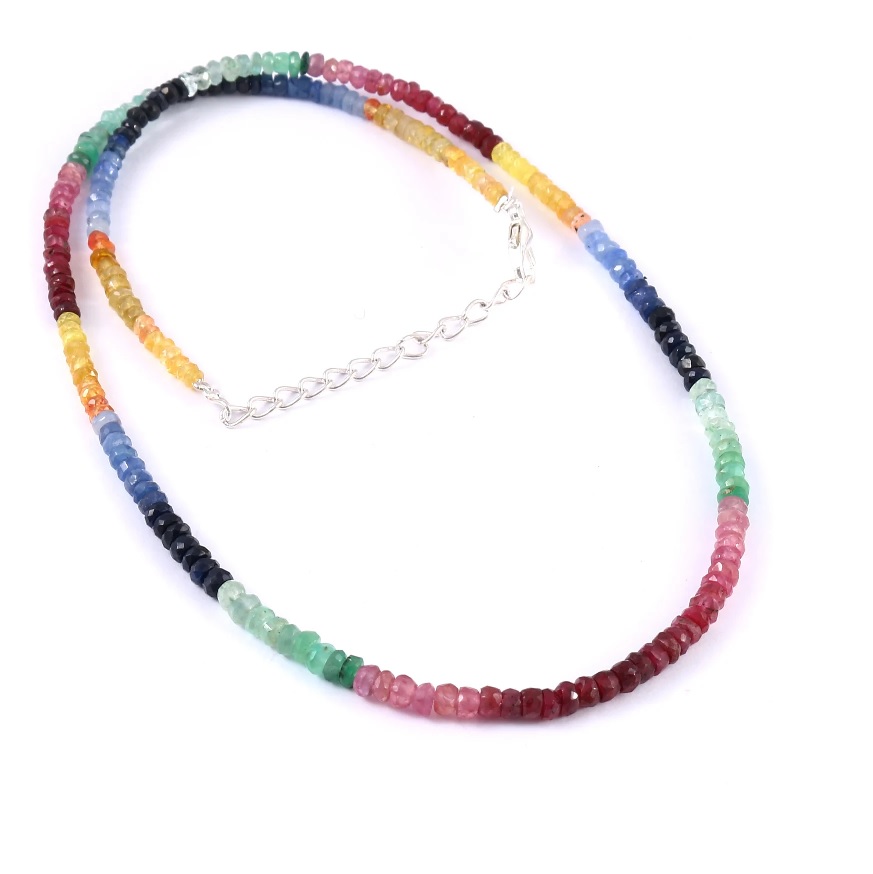 Saphir Multicolour Halskette facettiert 4.5mm