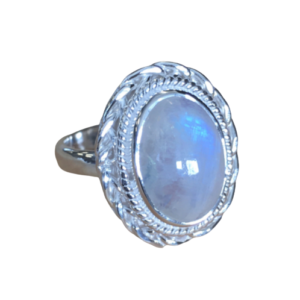 Mondstein Regenbogen Ring 21x17mm, Silber 925