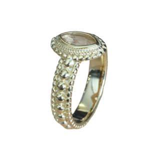 Bergkristall facettierter Ring 9x13mm, Silber 925 vergoldet