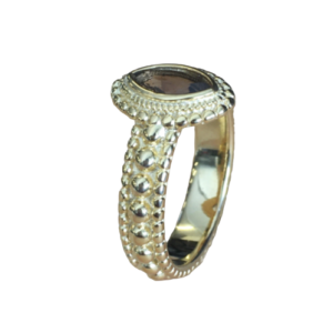Rauchquarz facettierter Ring 9x13mm, Silber 925 vergoldet