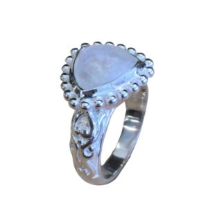 Mondstein Regenbogen facettierter Ring 15x15mm, Silber 925